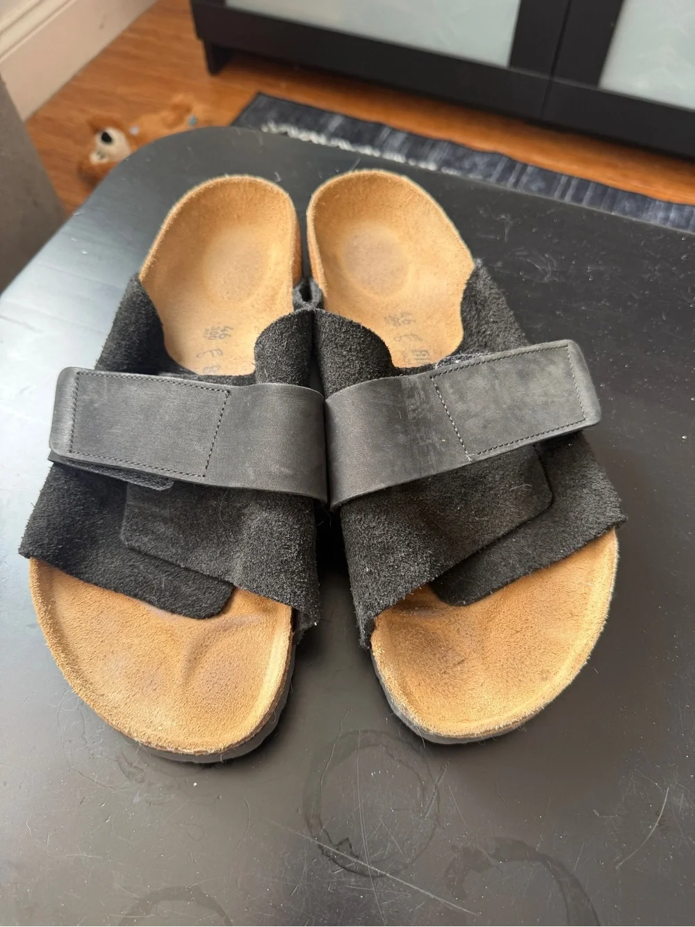 Birkenstock Kyoto Black Suede Men’s Slide Sandals